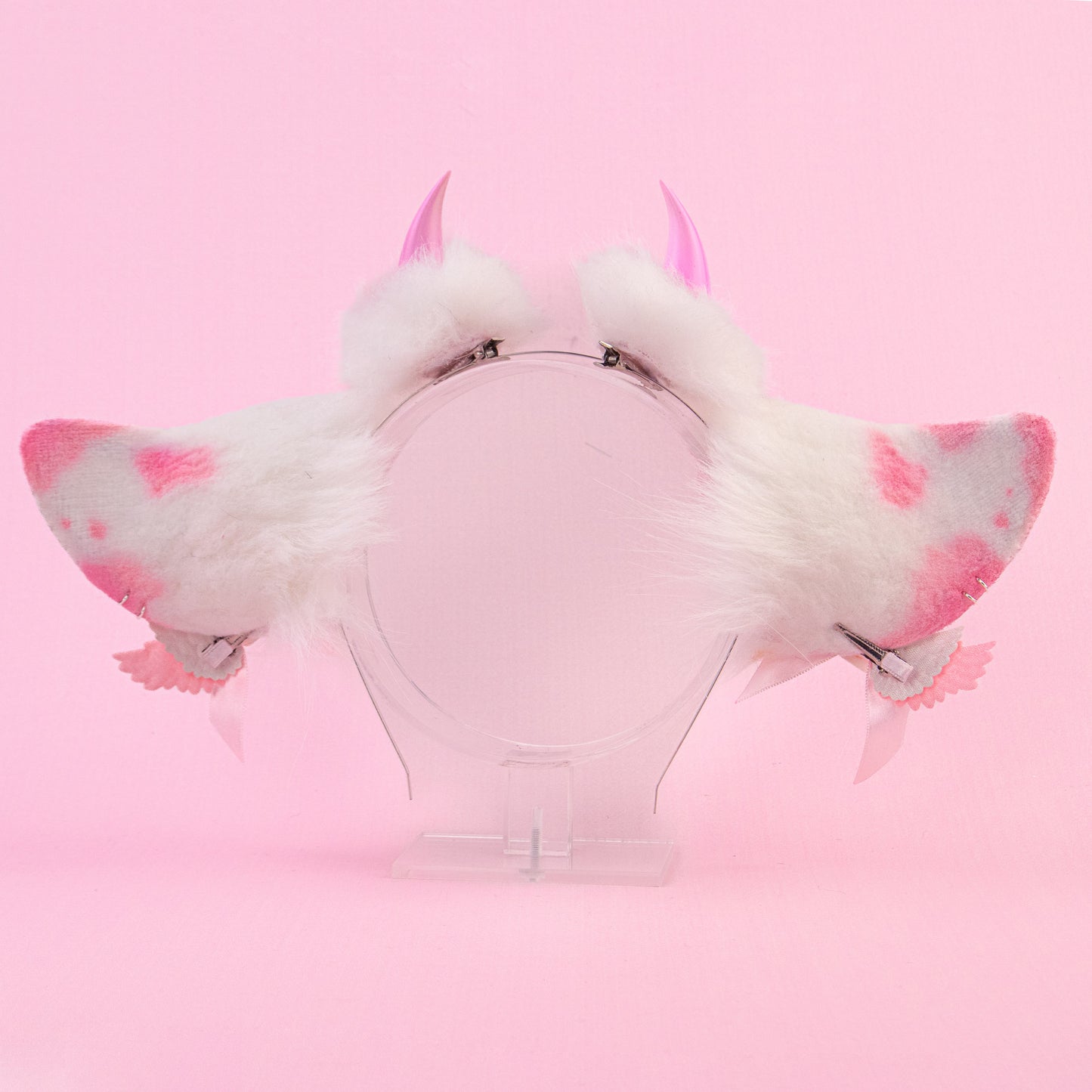 Pink Cow Ears and Tail Set