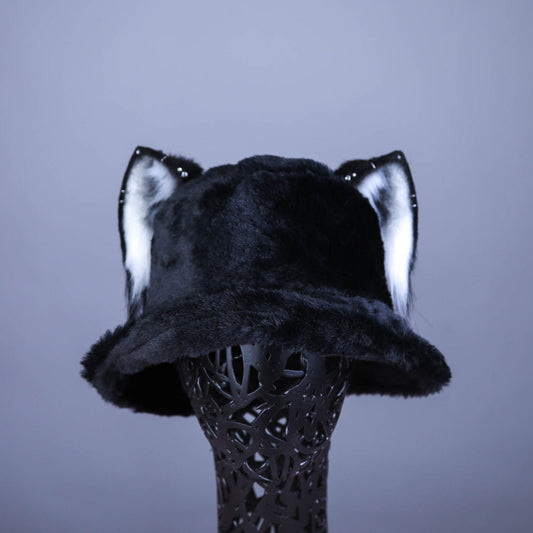 Black Kitten Hat (with white and black ears)