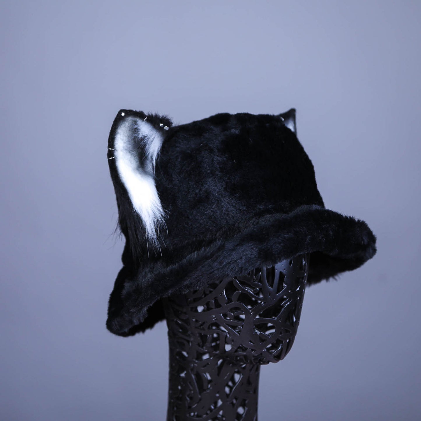 Black Kitten Hat (with white and black ears)