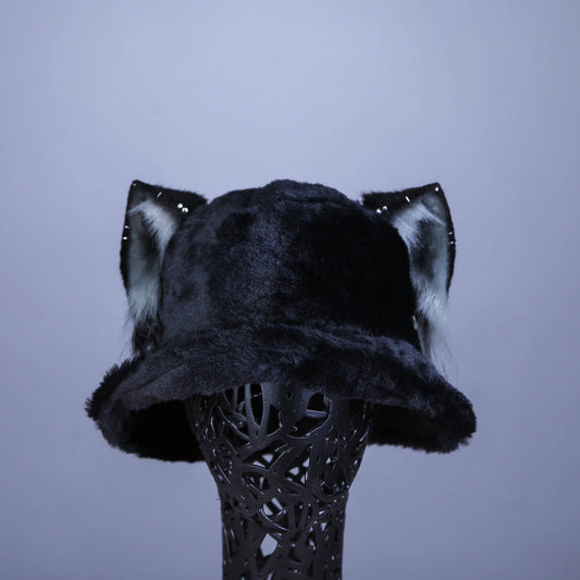 Black Kitten Hat (with gray and black ears)