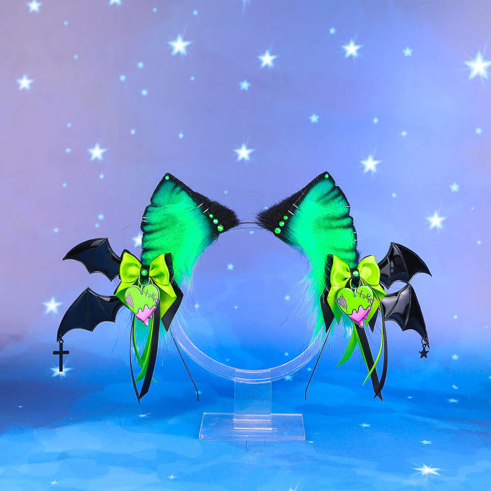 Green Spooky Kitty Ears and Tail Set