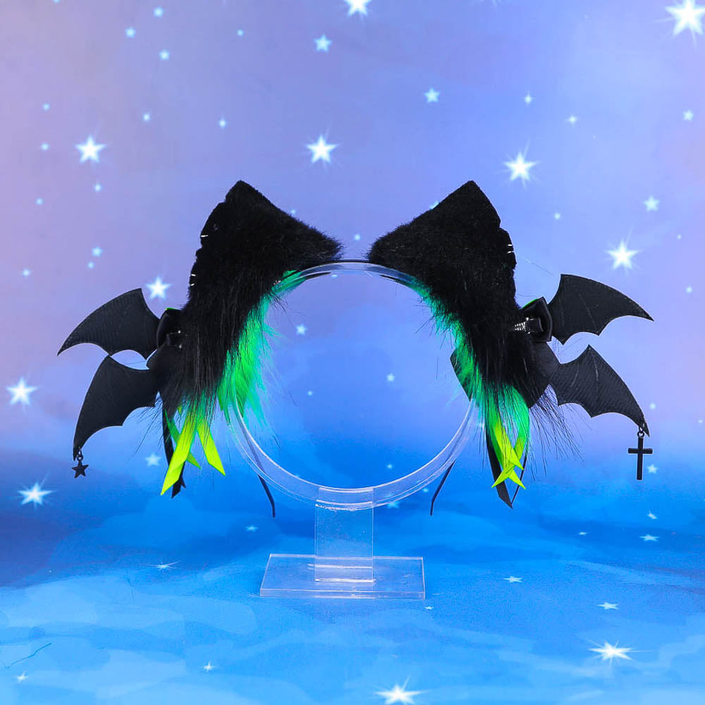 Green Spooky Kitty Ears and Tail Set
