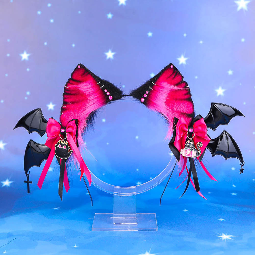 Pink Spooky Kitty Ears and Tail Full Set