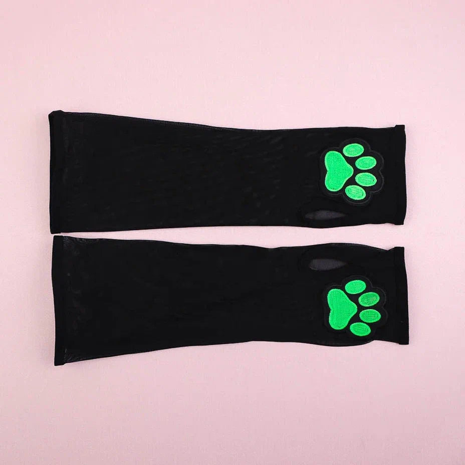 Green Paw Kitten Mitten Gloves