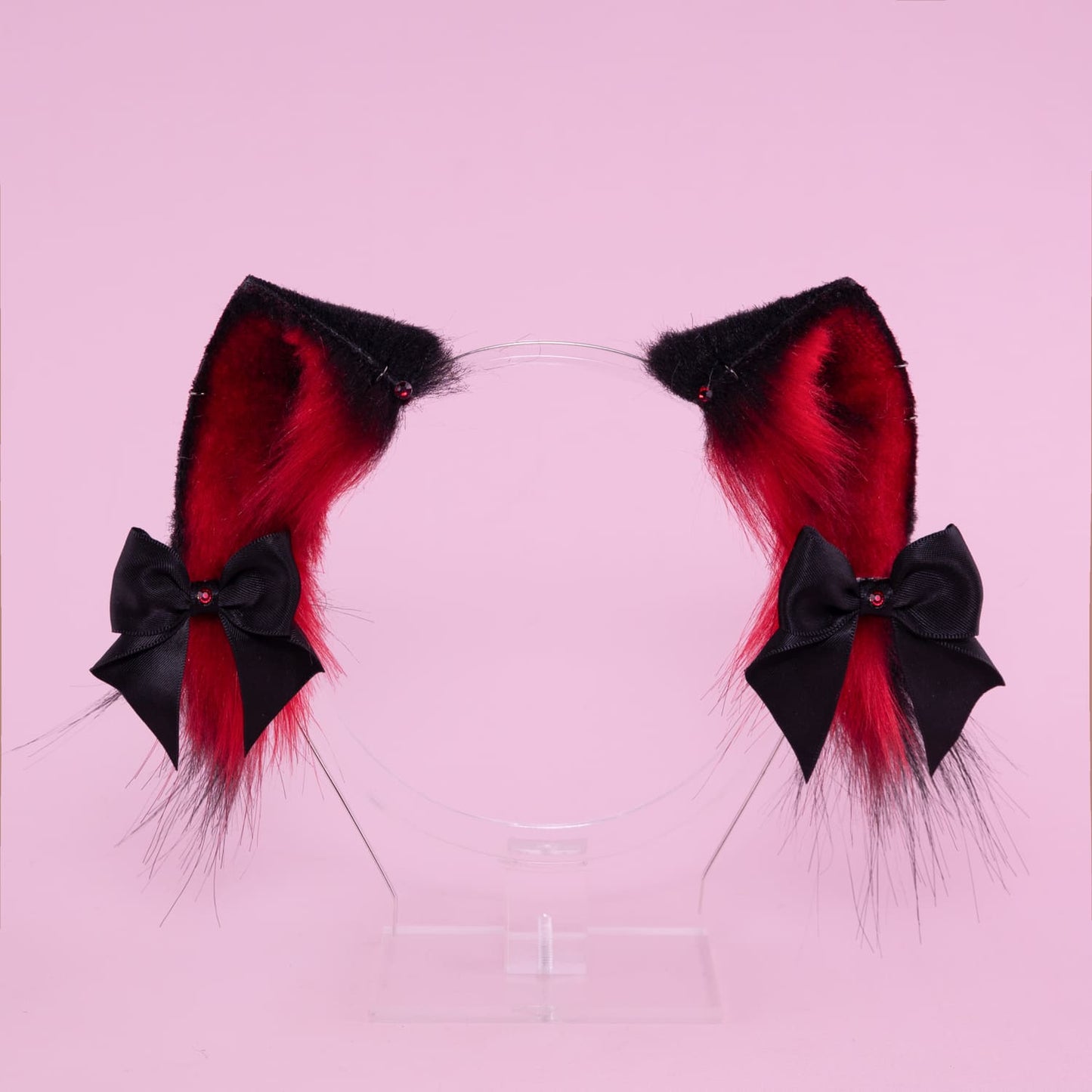 Black and Red Kitten Ears