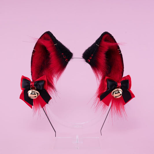 Black and Red Kitten Ears