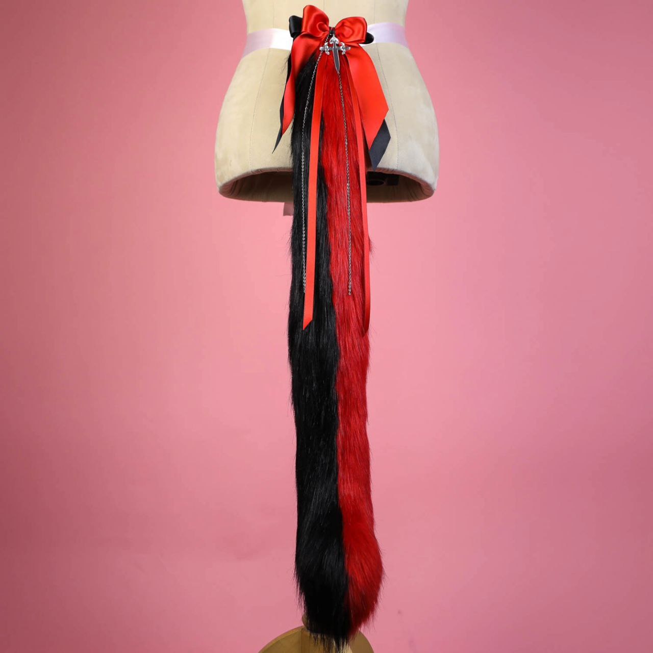 Mismatched Black&Red Cross Kitty Tail