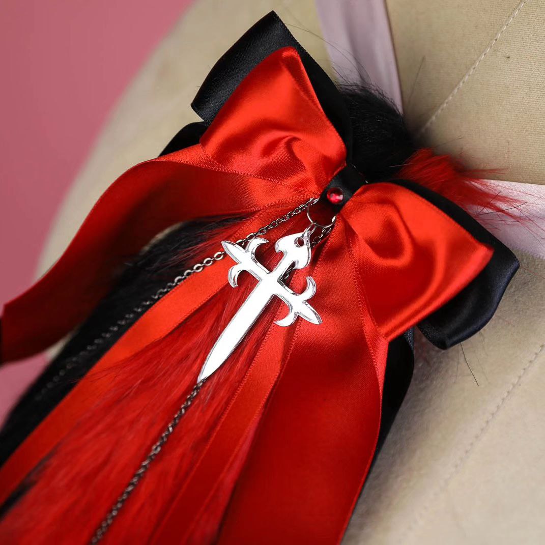 Mismatched Black&Red Cross Kitty Tail