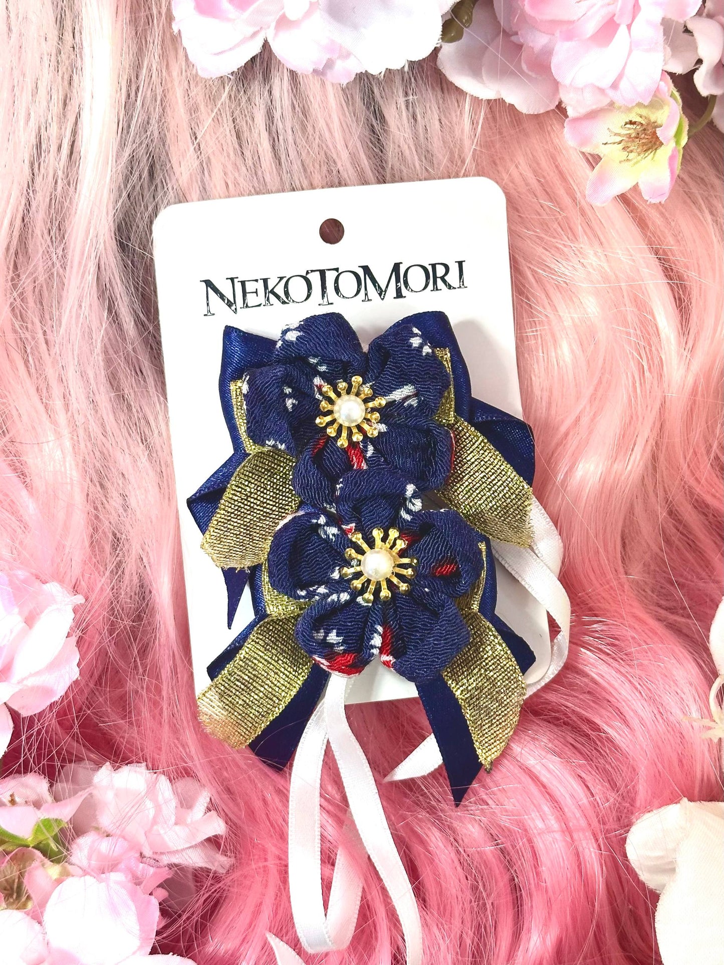 Blue Kanzashi Bows
