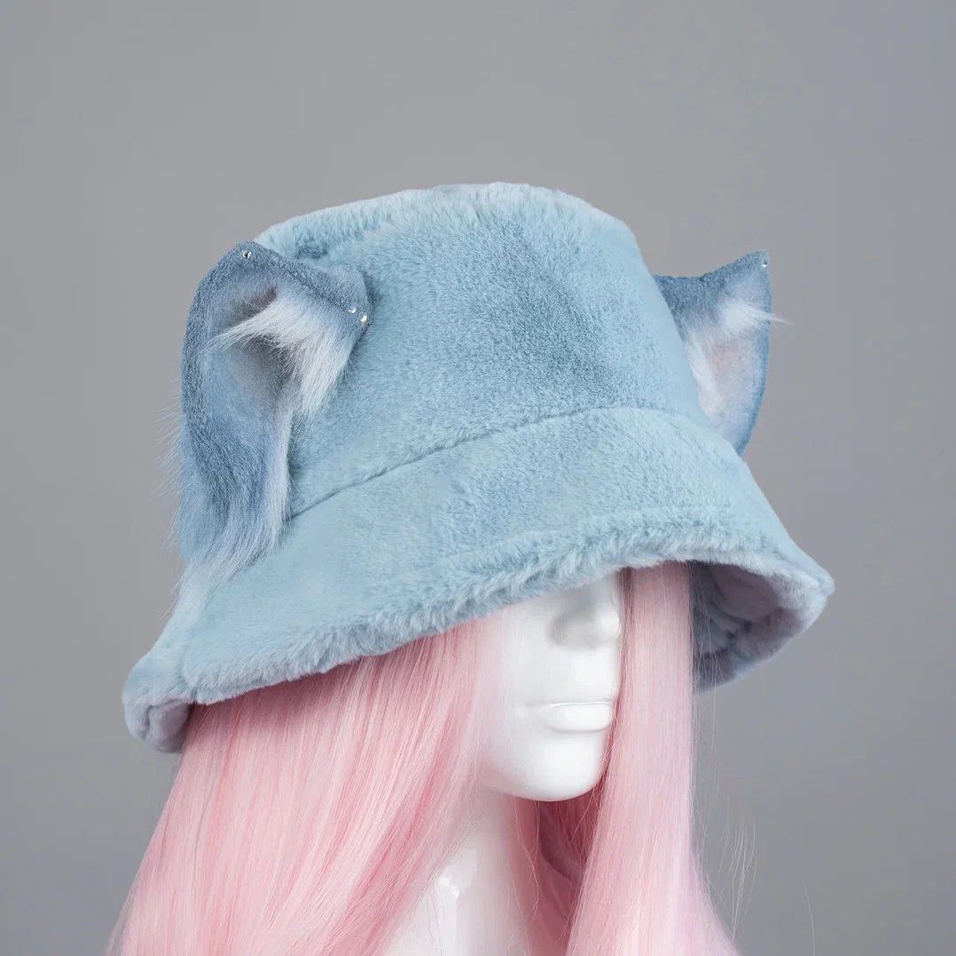 Blue Kitty Fluffy Hat