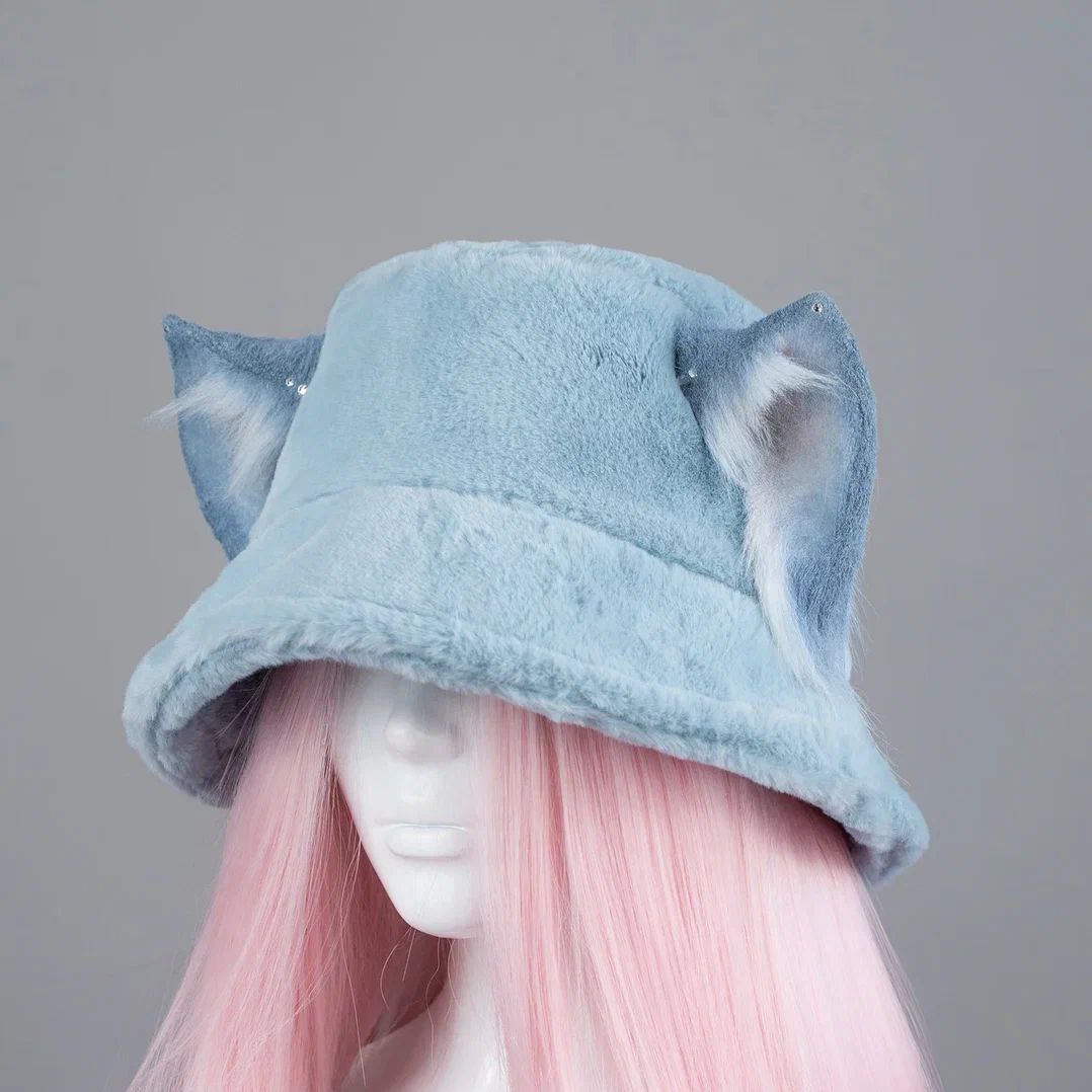 Blue Kitty Fluffy Hat