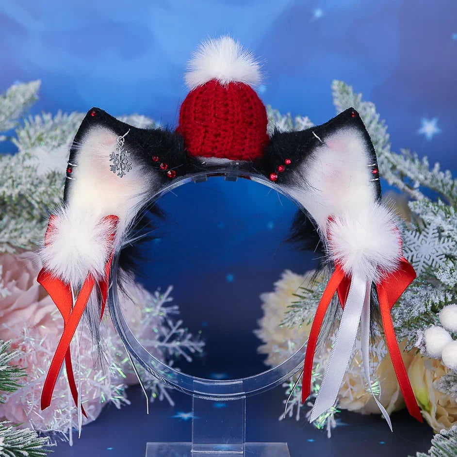 Black Winter Kitten Ears