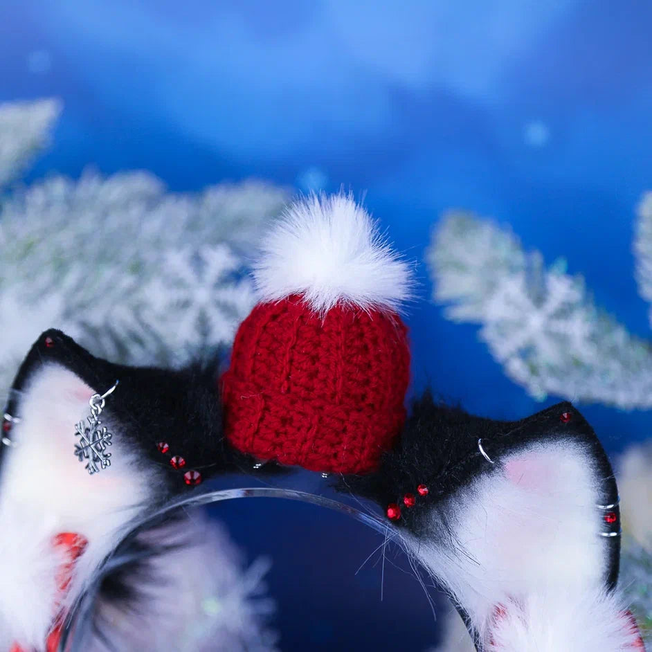 Black Winter Kitten Ears