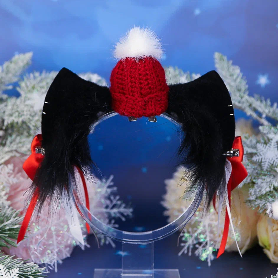 Black Winter Kitten Ears