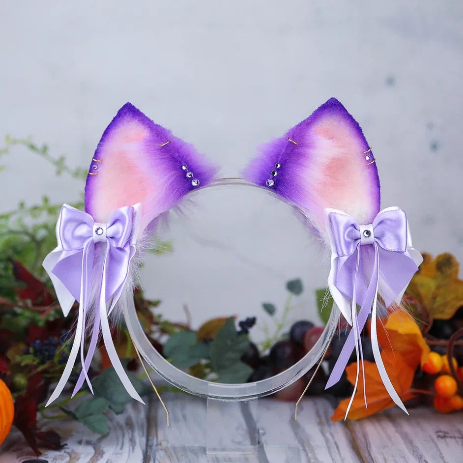 Purple Misty Cat Ears and Tail Set