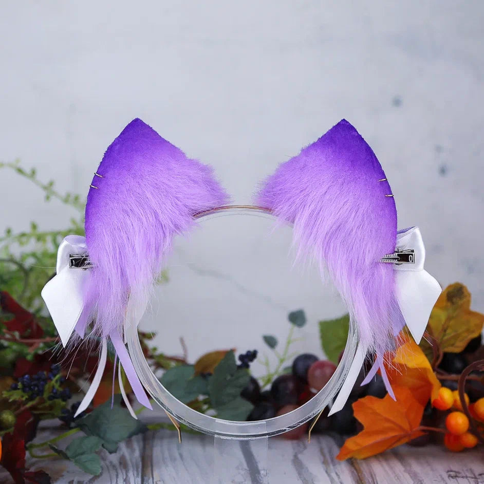 Purple Misty Cat Ears and Tail Set