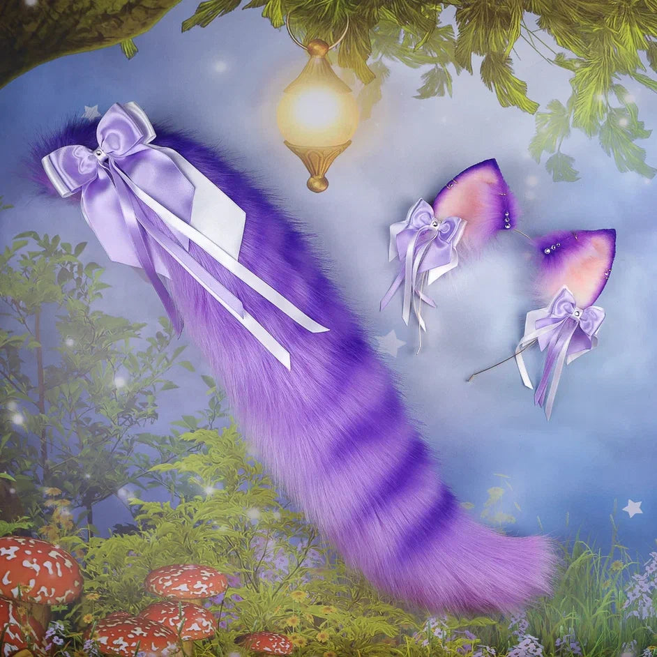 Purple Misty Cat Ears and Tail Set