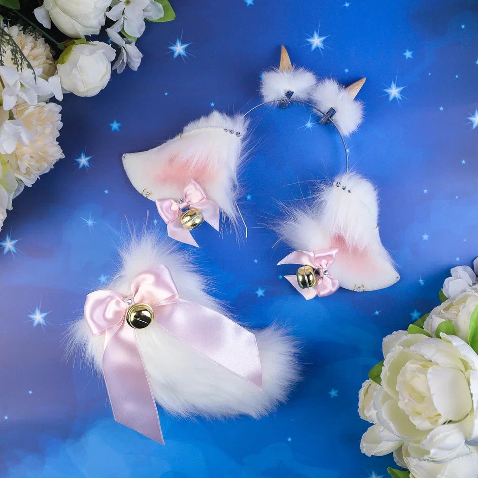White Goat Ears and Tail Set