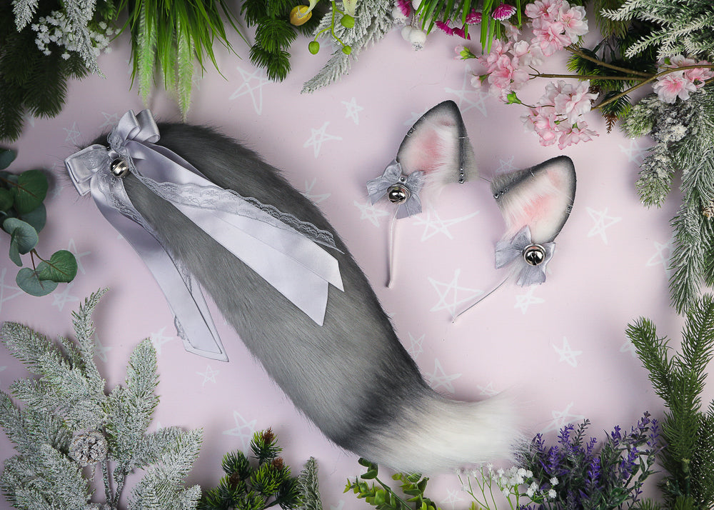 Grey Fox Ears and Tail Set