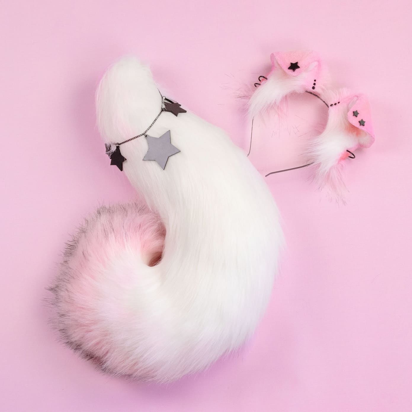 Pink Starry Puppy Ears and Tail Set