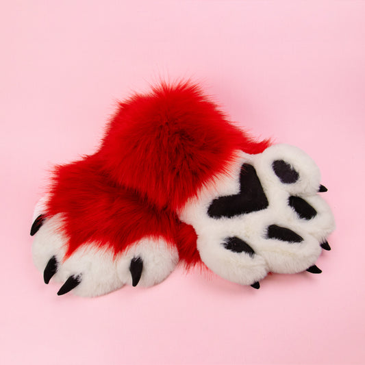 Red and Black Kitten Paws Gloves