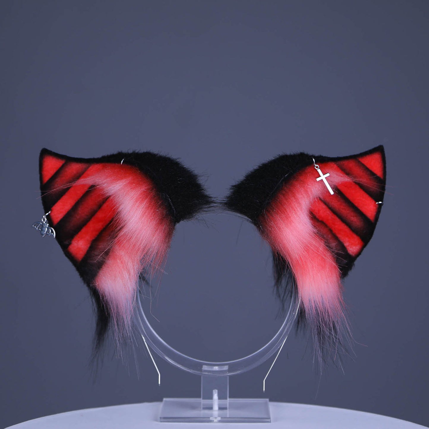 Black and Red  Bat Ears and Wings