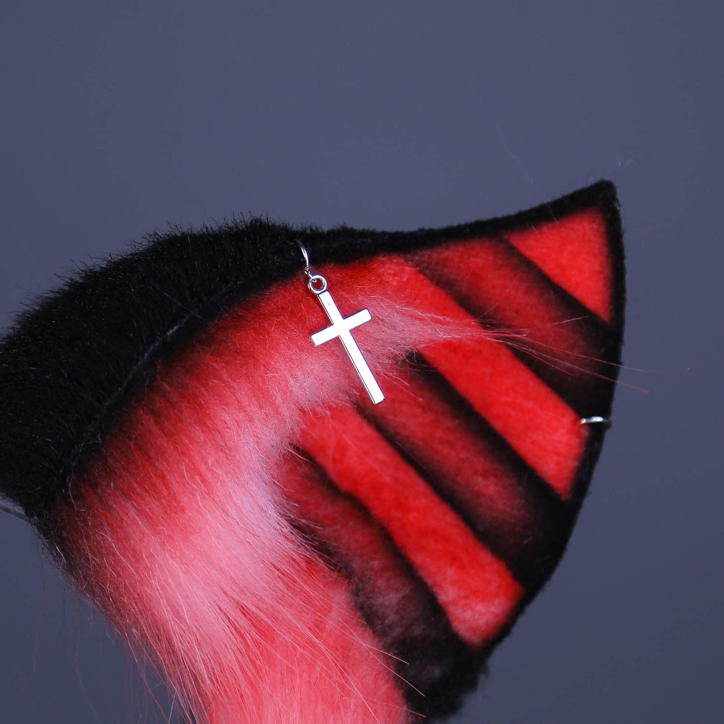 Black and Red  Bat Ears and Wings