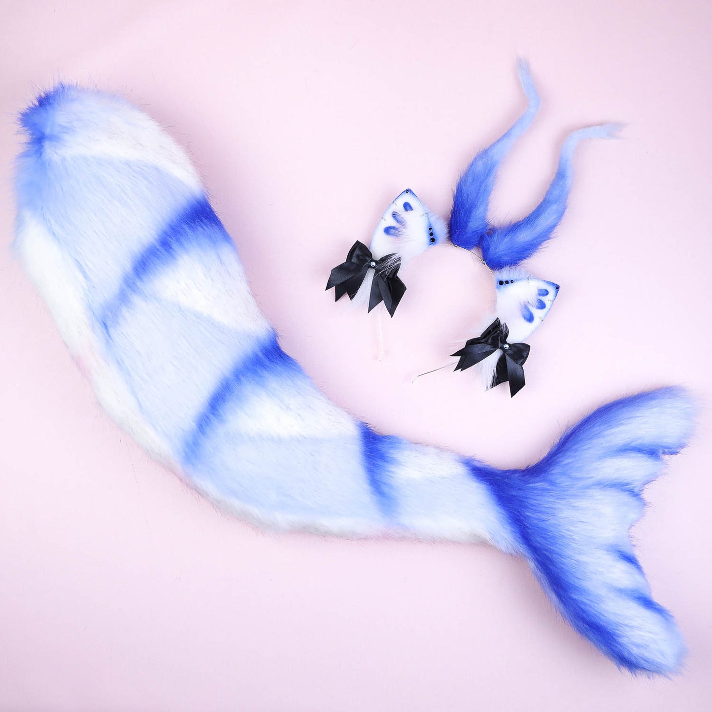 Blue Shrimp Kitten Ears and Tail Set