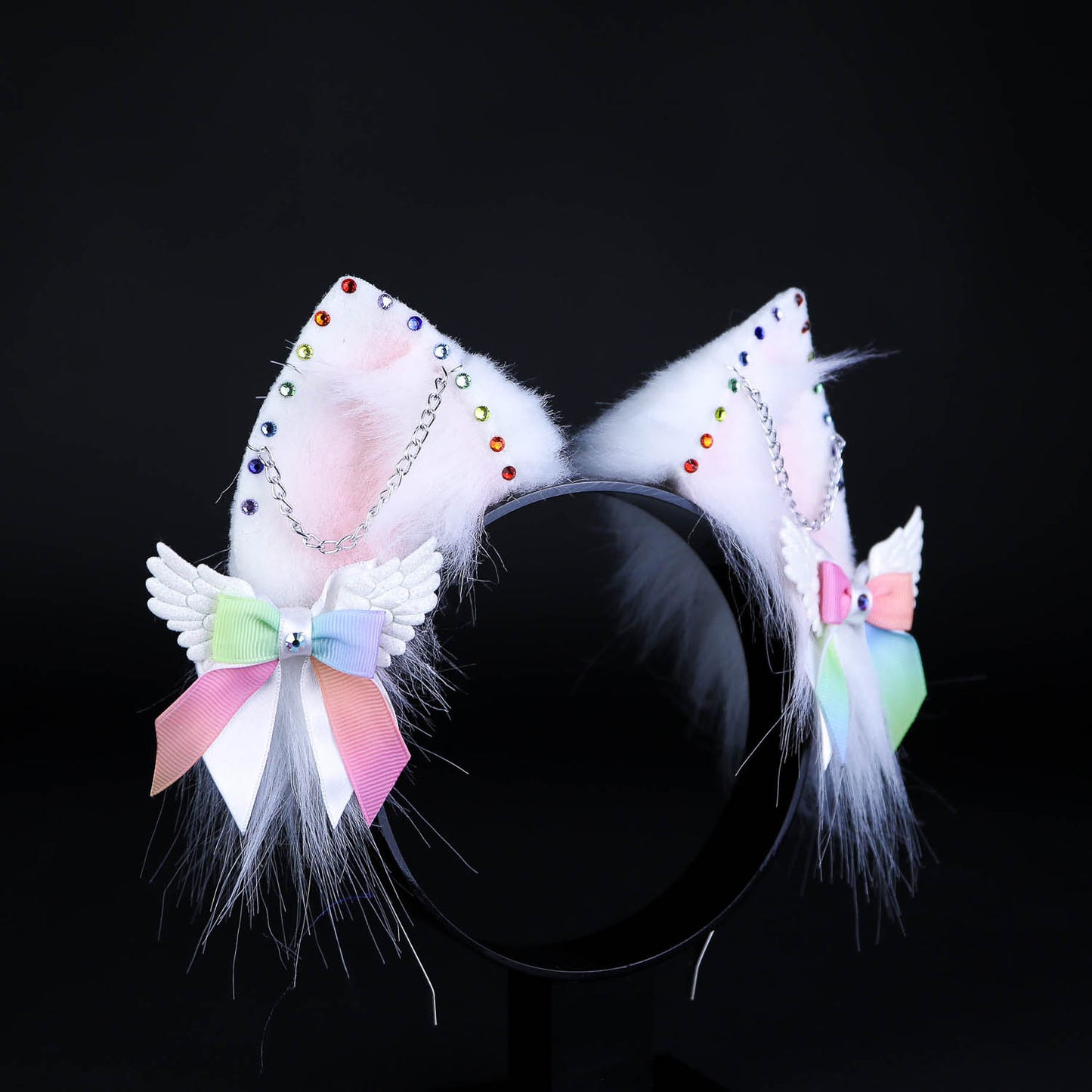 White Rainbow Kitty Ears