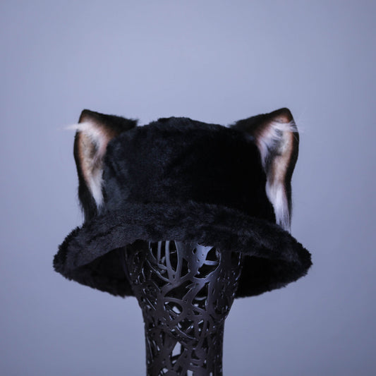 Black Kitten Hat (with brown ears)