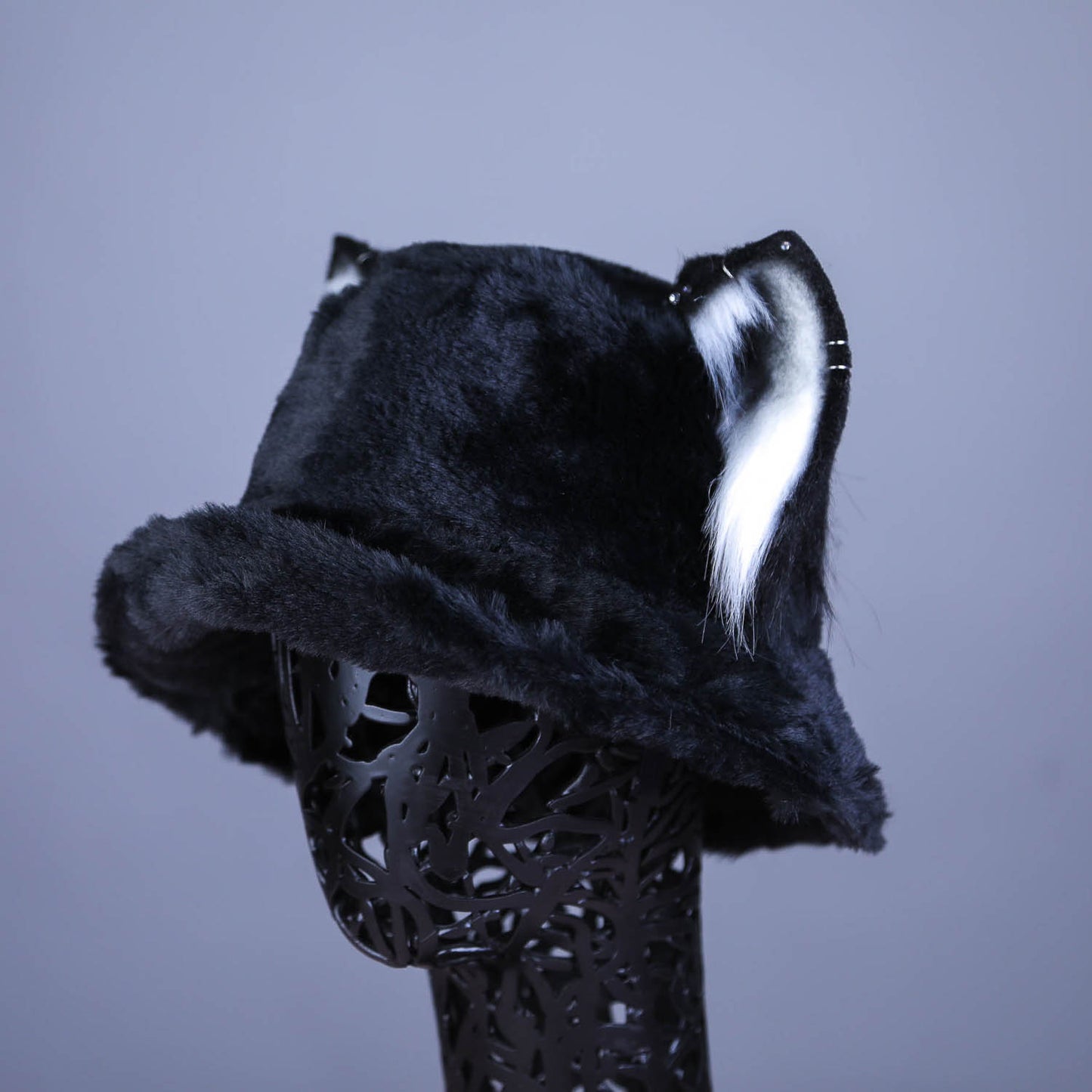 Black Kitten Hat (with white and black ears)