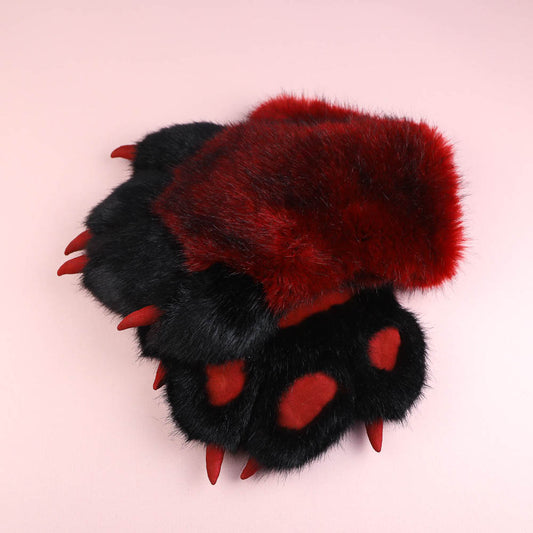 Dark Red Kitten Paws Gloves