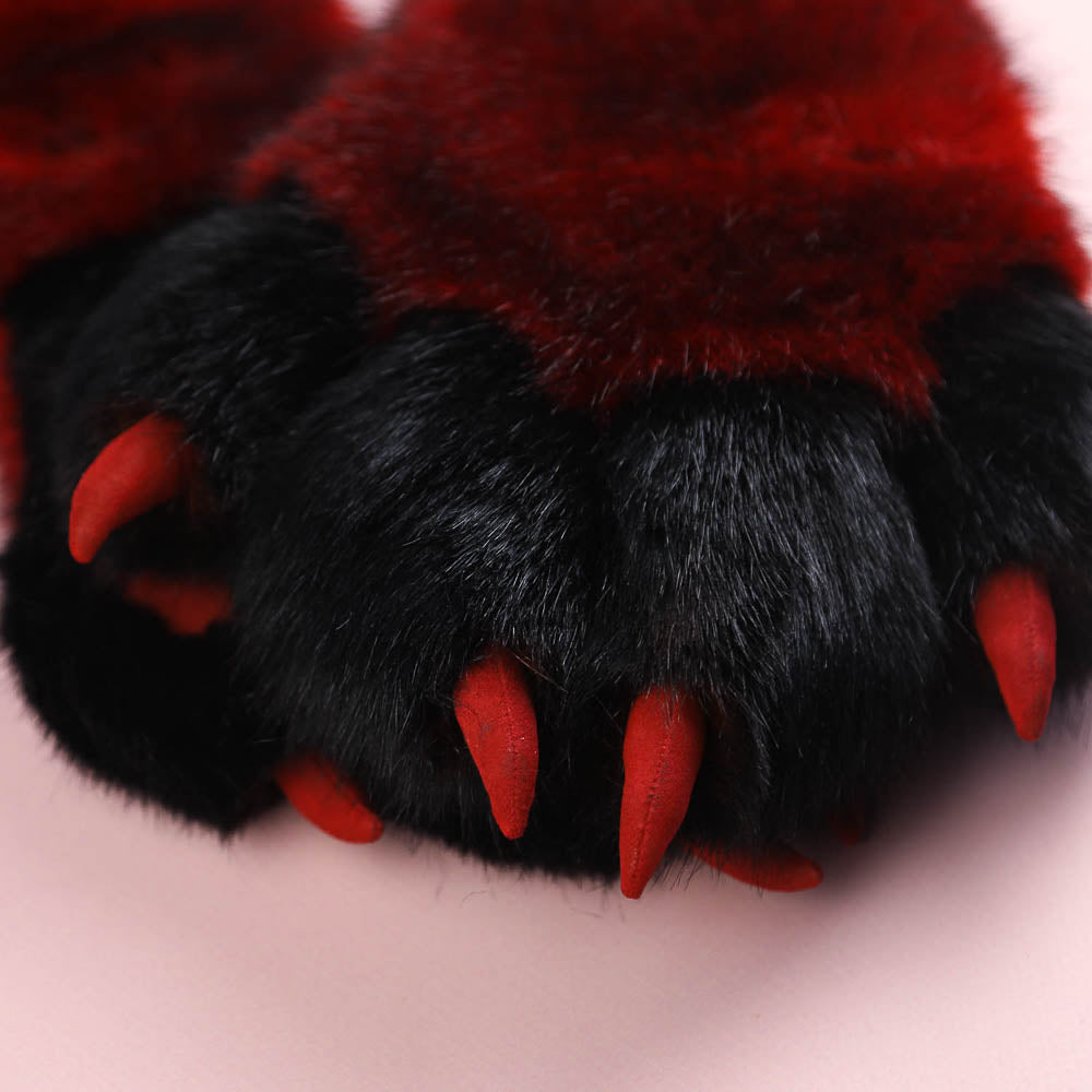 Dark Red Kitten Paws Gloves