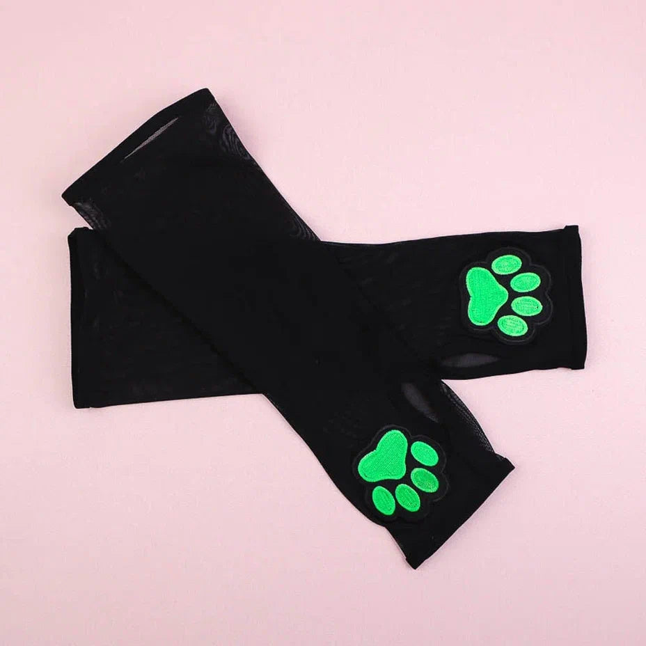 Green Paw Kitten Mitten Gloves