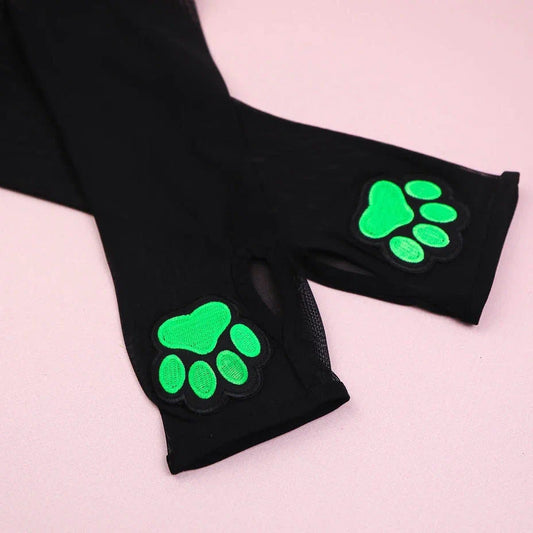 Green Paw Kitten Mitten Gloves