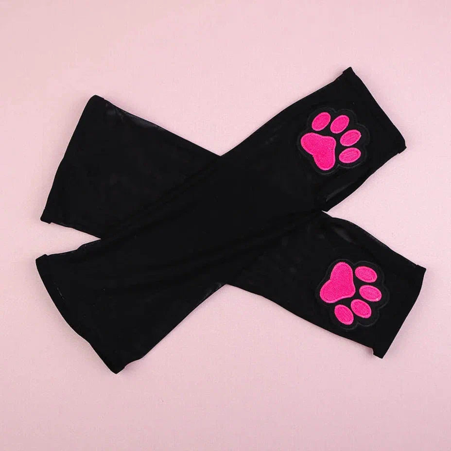 Pink Paw Kitten Mitten Gloves