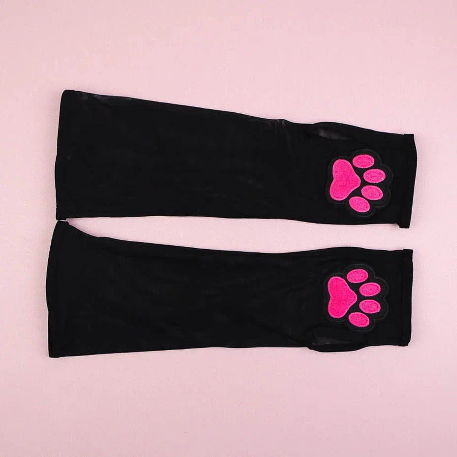 Pink Paw Kitten Mitten Gloves