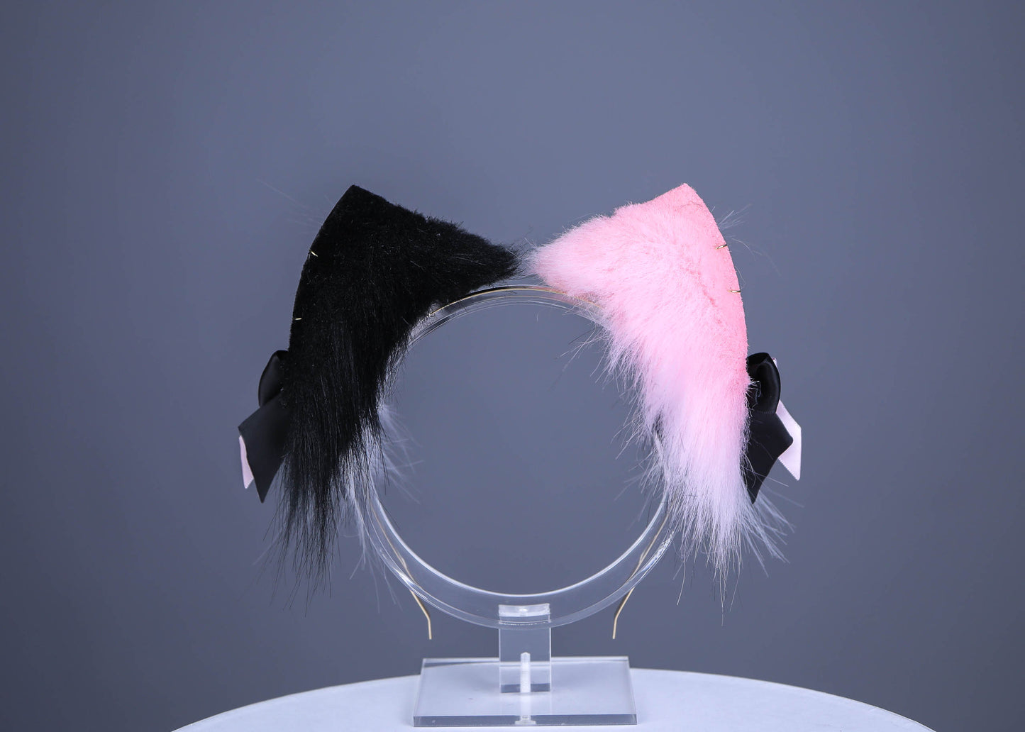 Pink and Black Kitten Ears and Tail Set