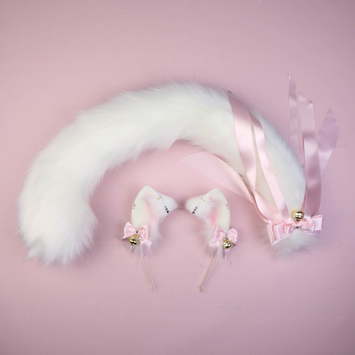 White Cat Ears and Tail Set