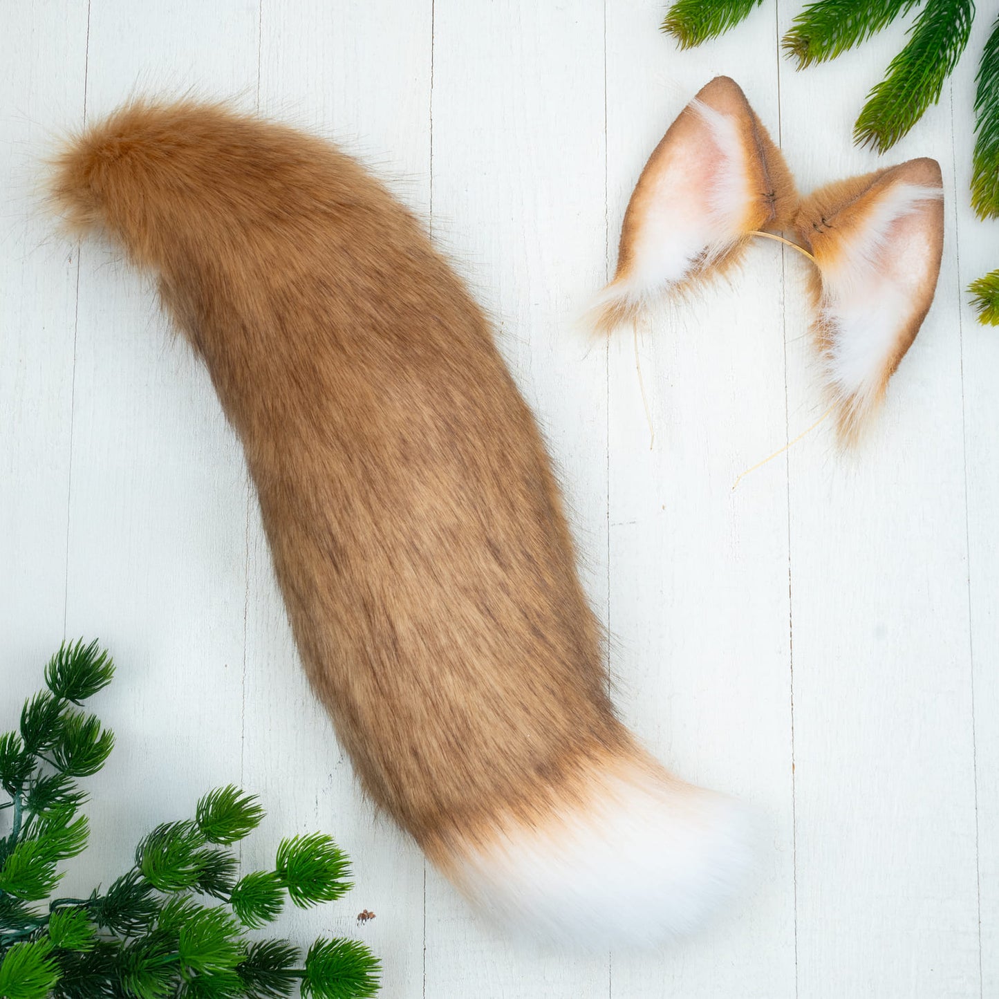 Beige Fox Ears and Tail Set
