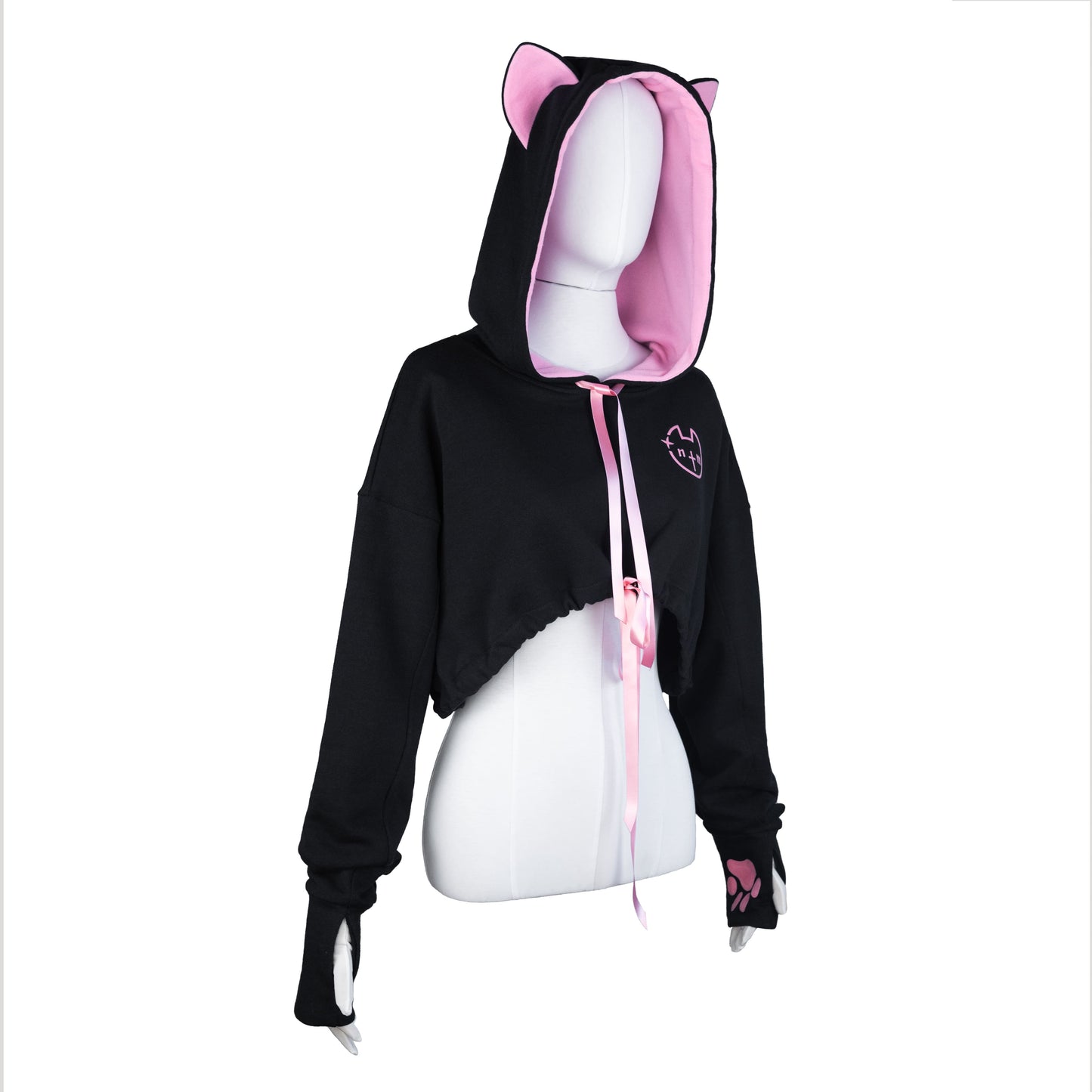 NEKO crop hoodie (black and pink)