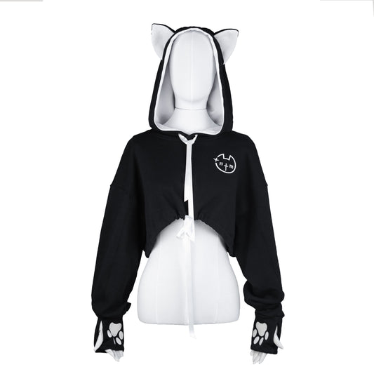 NEKO crop hoodie (black and white)