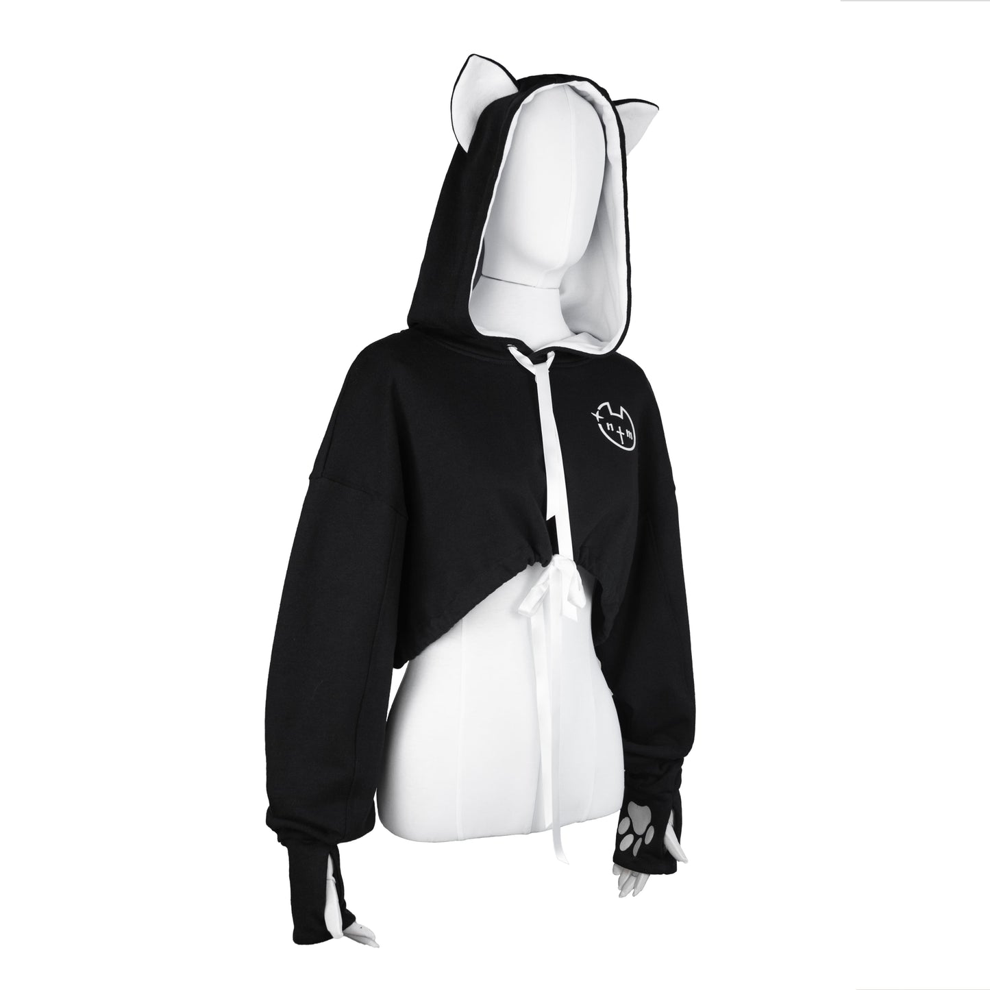 NEKO crop hoodie (black and white)