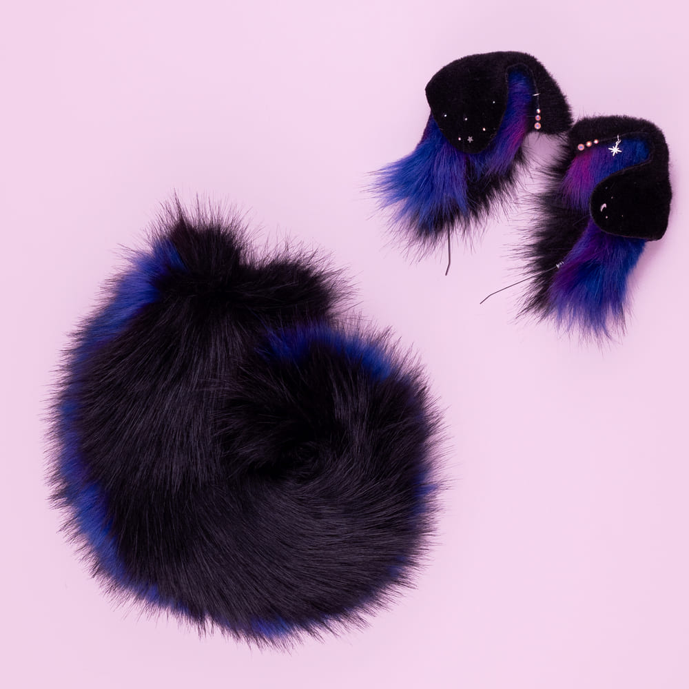 Black and Blue Puppy Ears and Tail Set