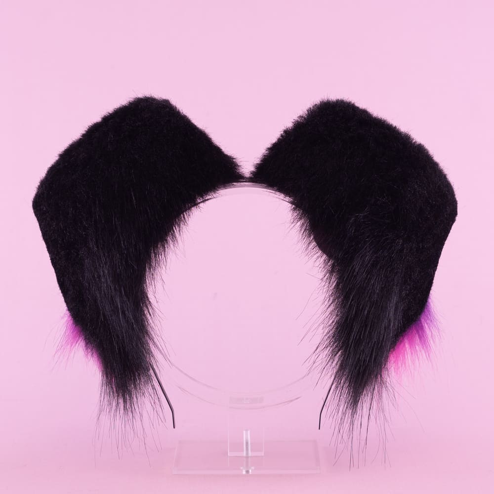 Black and Hot Pink Puppy Ears and Tail Set