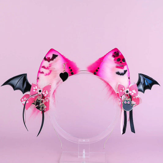 Pink Skull Bat Kitty Ears