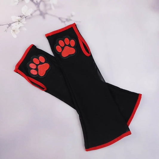 Black and Red Kitten Mitten Gloves