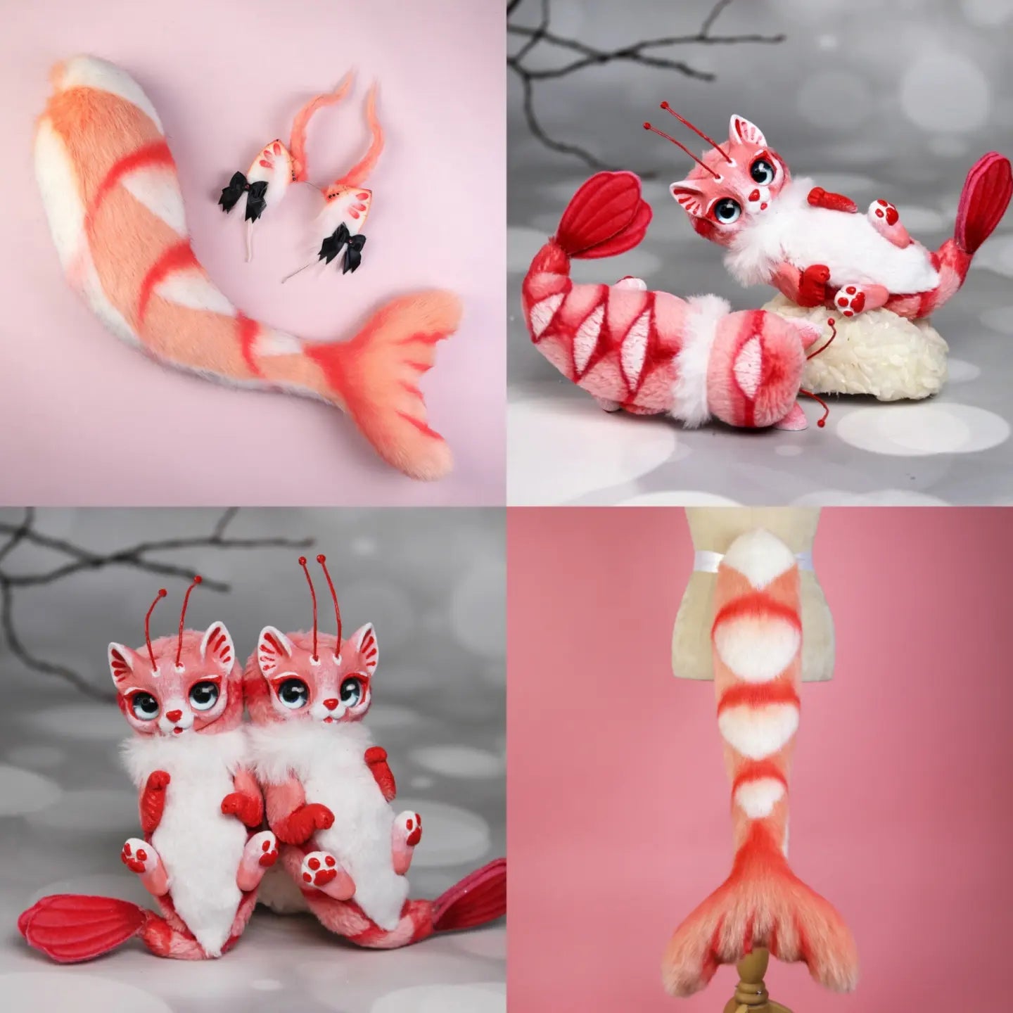 Shrimp Kitten Ears and Tail + Toy Shrimp Kitten Set