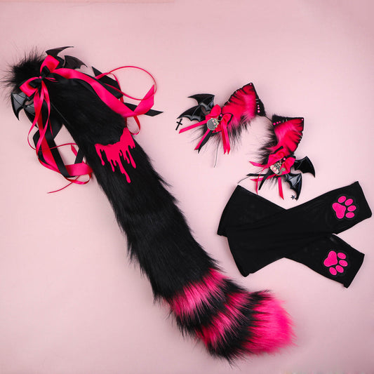 Pink Spooky Kitty Ears and Tail Full Set