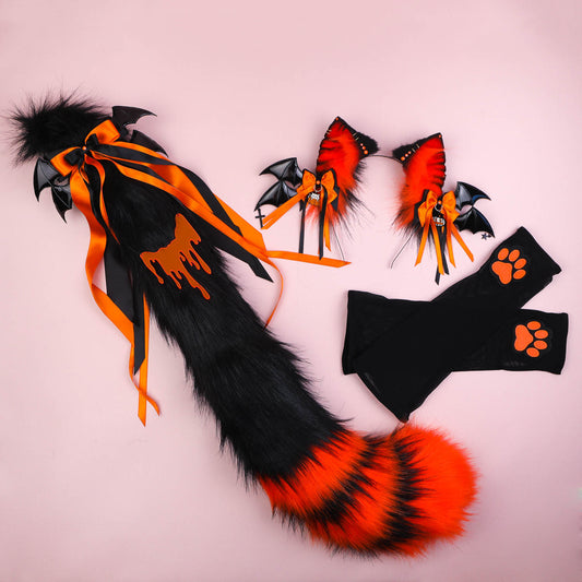 Pumpkin Spooky Kitty Ears and Tail Full Set